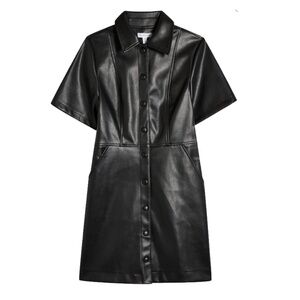 Who What Wear Faux Leather Puff Sleeve Dress